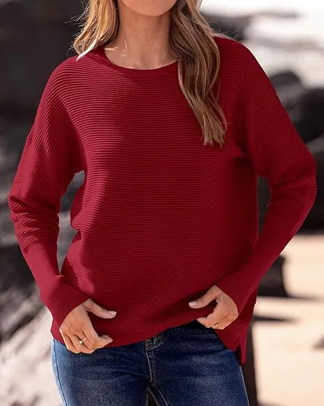 Women's Basic Long Sleeve Sweater | Solid Color Oversized Pullover