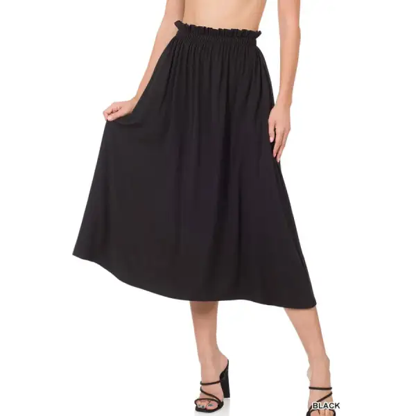 Paperbag Waist Midi Skirt with Pockets