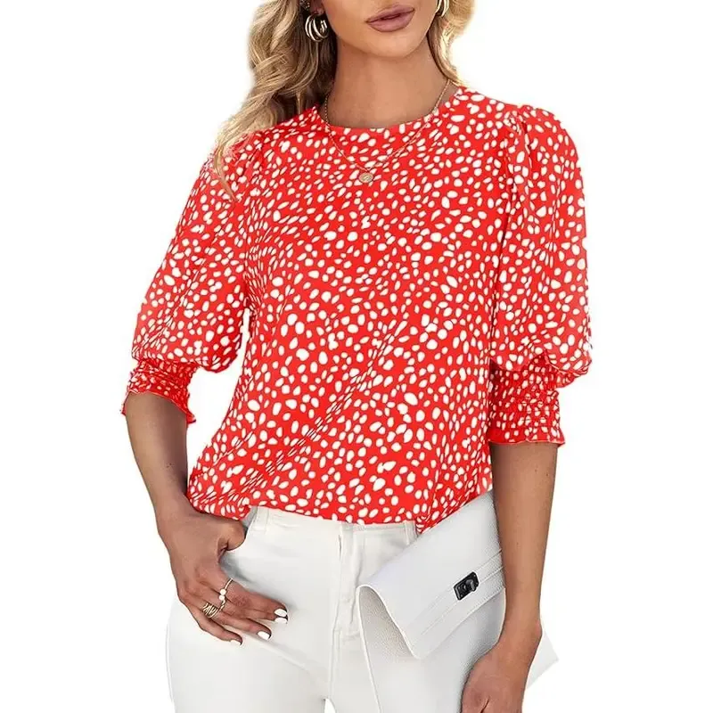 Women's Polka Dot 3/4 Sleeve Blouse