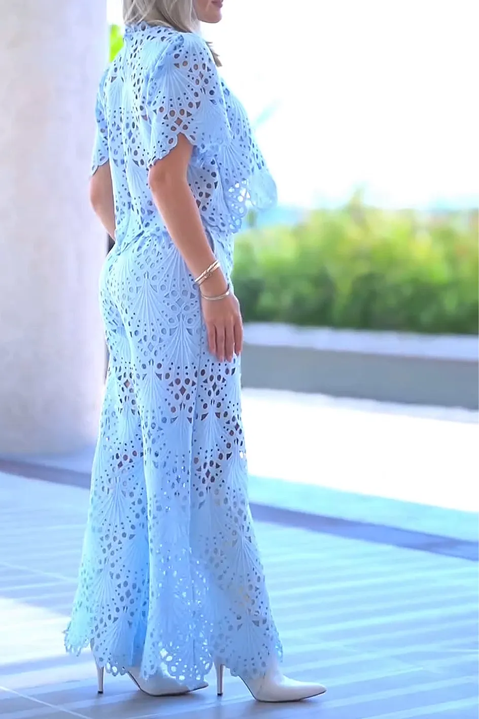 Women'S Hollow Top & Pants Set