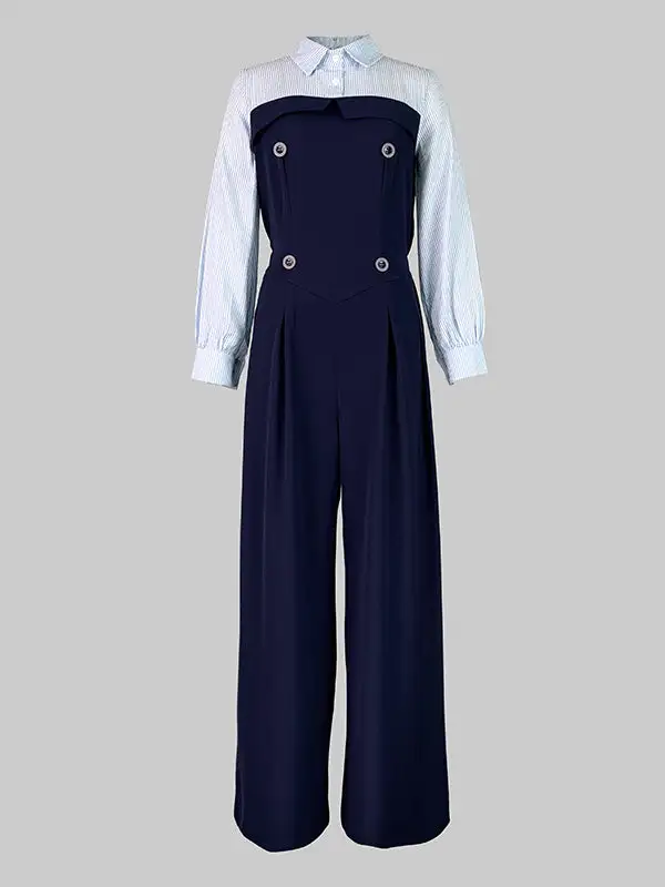 Jumpsuits Met Hoge Taille En Lange Mouwen Geplooide