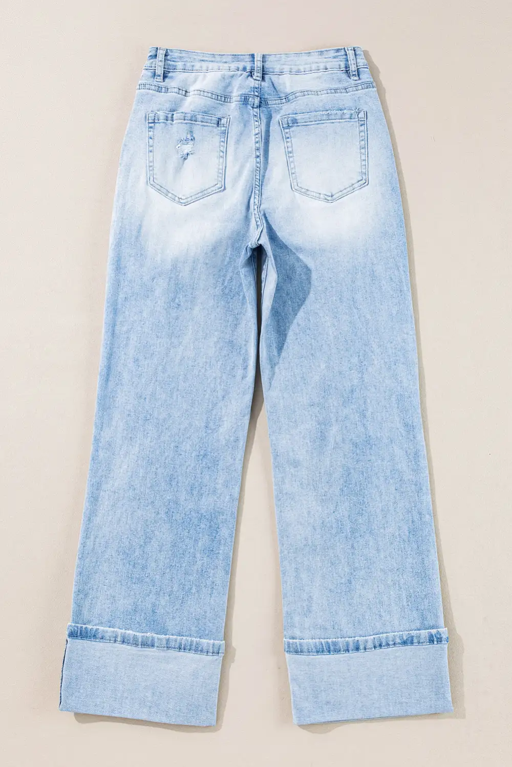 Light Wash Distressed Straight Jeans