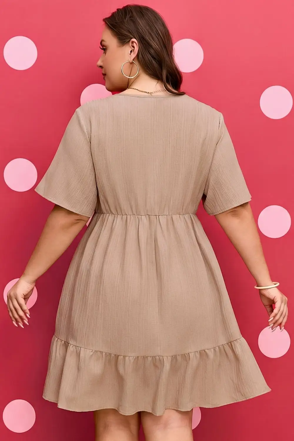 Ruffle Short Sleeve Dress Casual