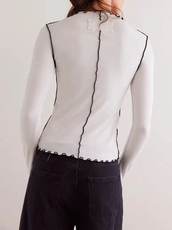 Long Sleeve Slim Fit Round Neck Polyester T-Shirt
