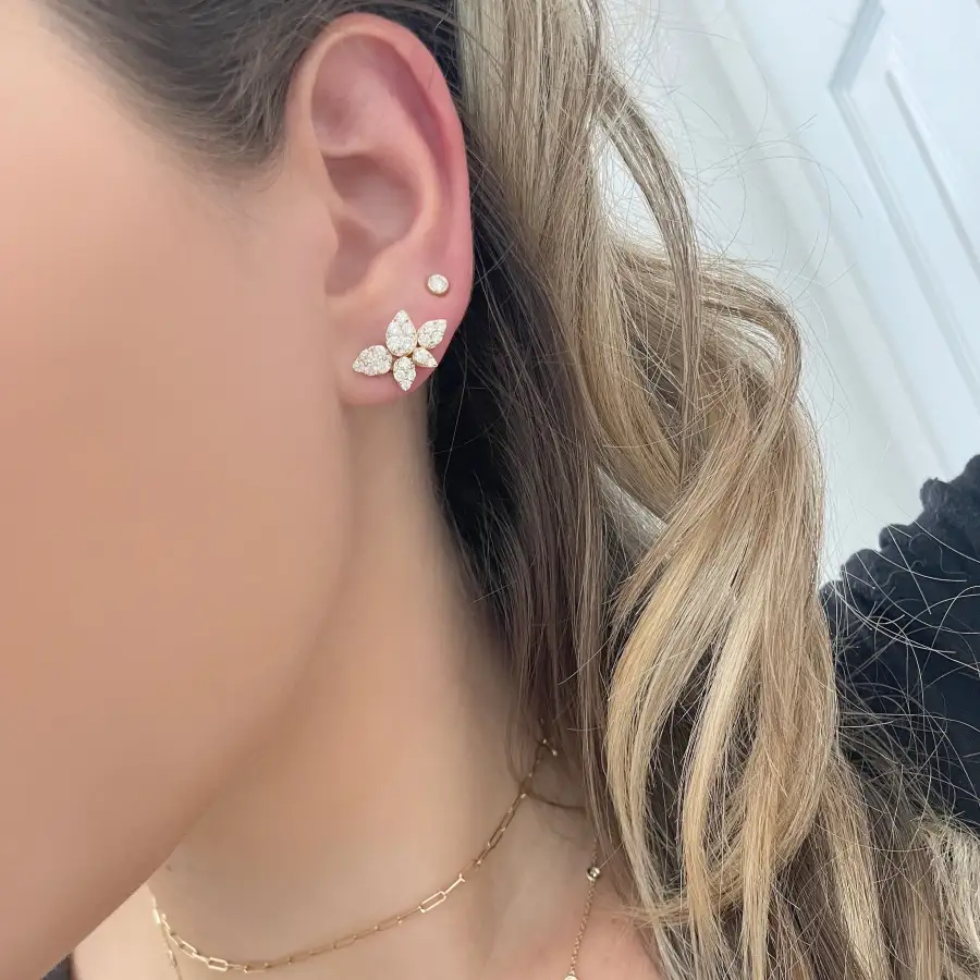 Curved Petite Gem Detail Earrings