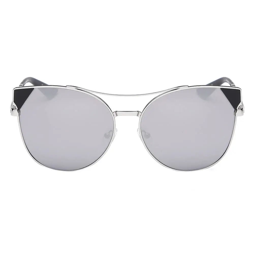 Round Cat-Eye Mirrored Sunglasses