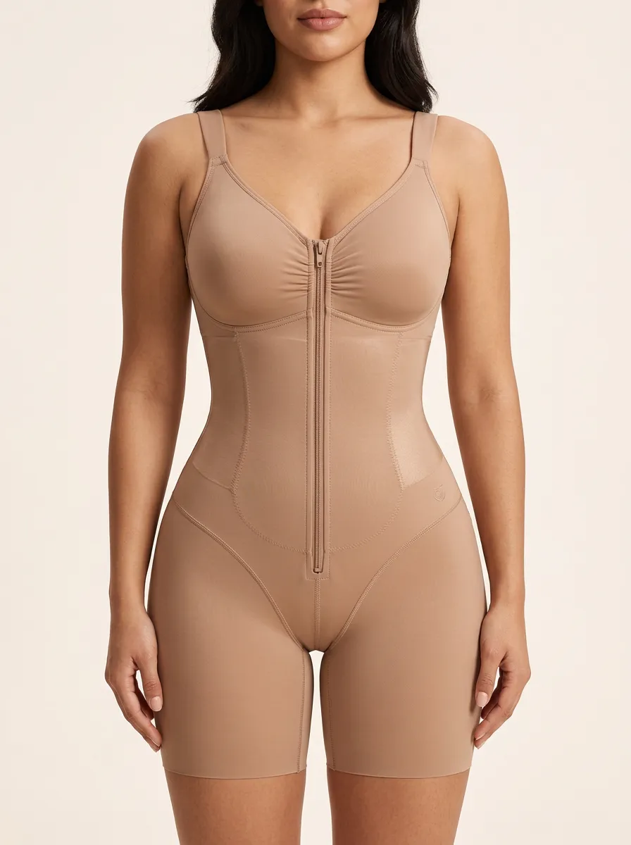 Classic Clean-Line Women's Zip-Front Shaping Bodysuit