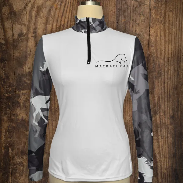 Women's Riding Style Horse Print Long Sleeve Casual Shirt