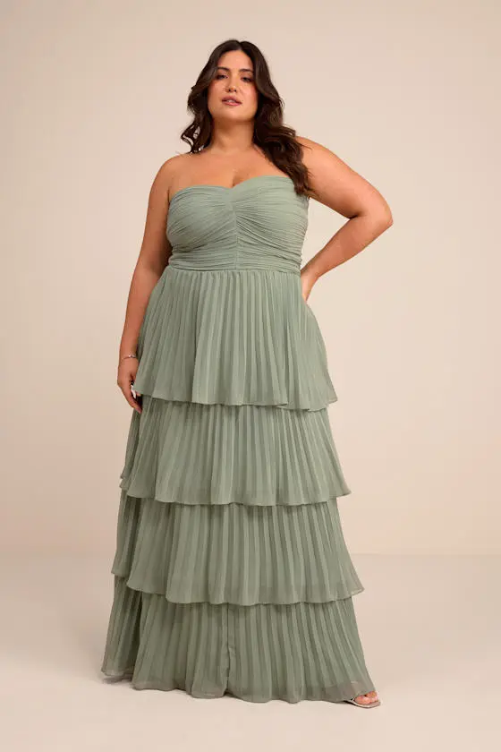 Seriously Sensational Light Pink Strapless Tiered Maxi Dress