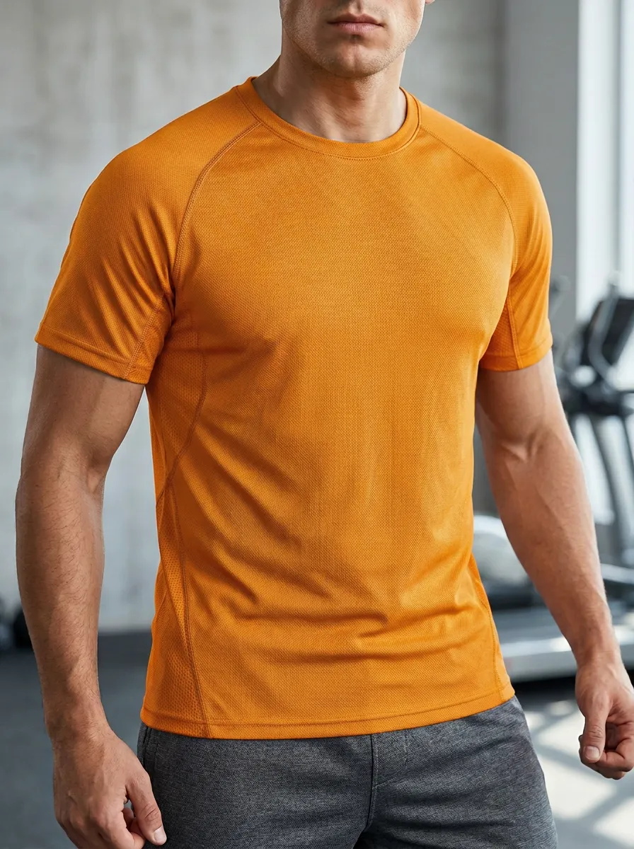 Men's Fitness Gym Training Mesh Printed T-Shirt