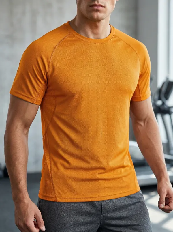 Men's Fitness Gym Training Mesh Printed T-Shirt