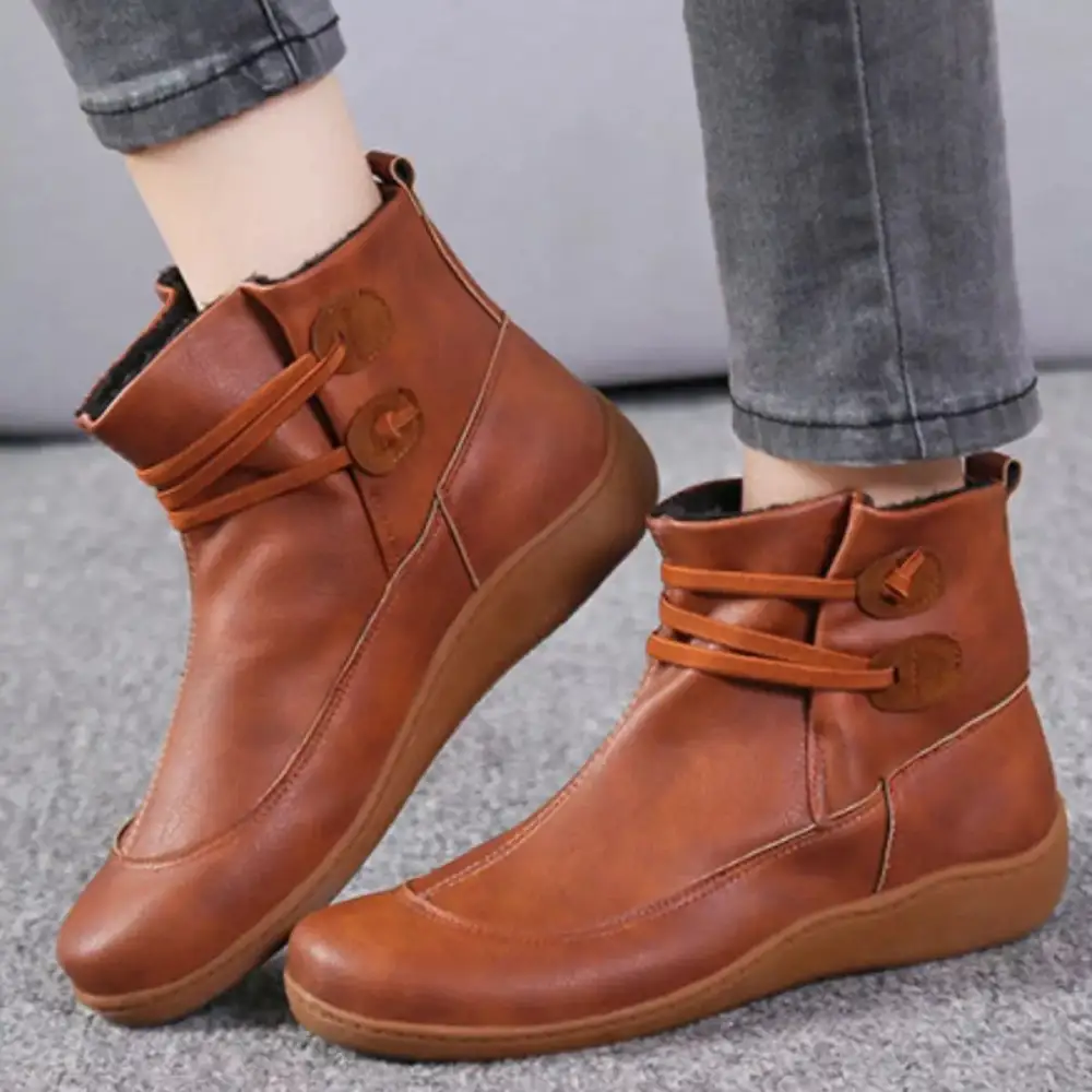 Button Detail Ankle Boots