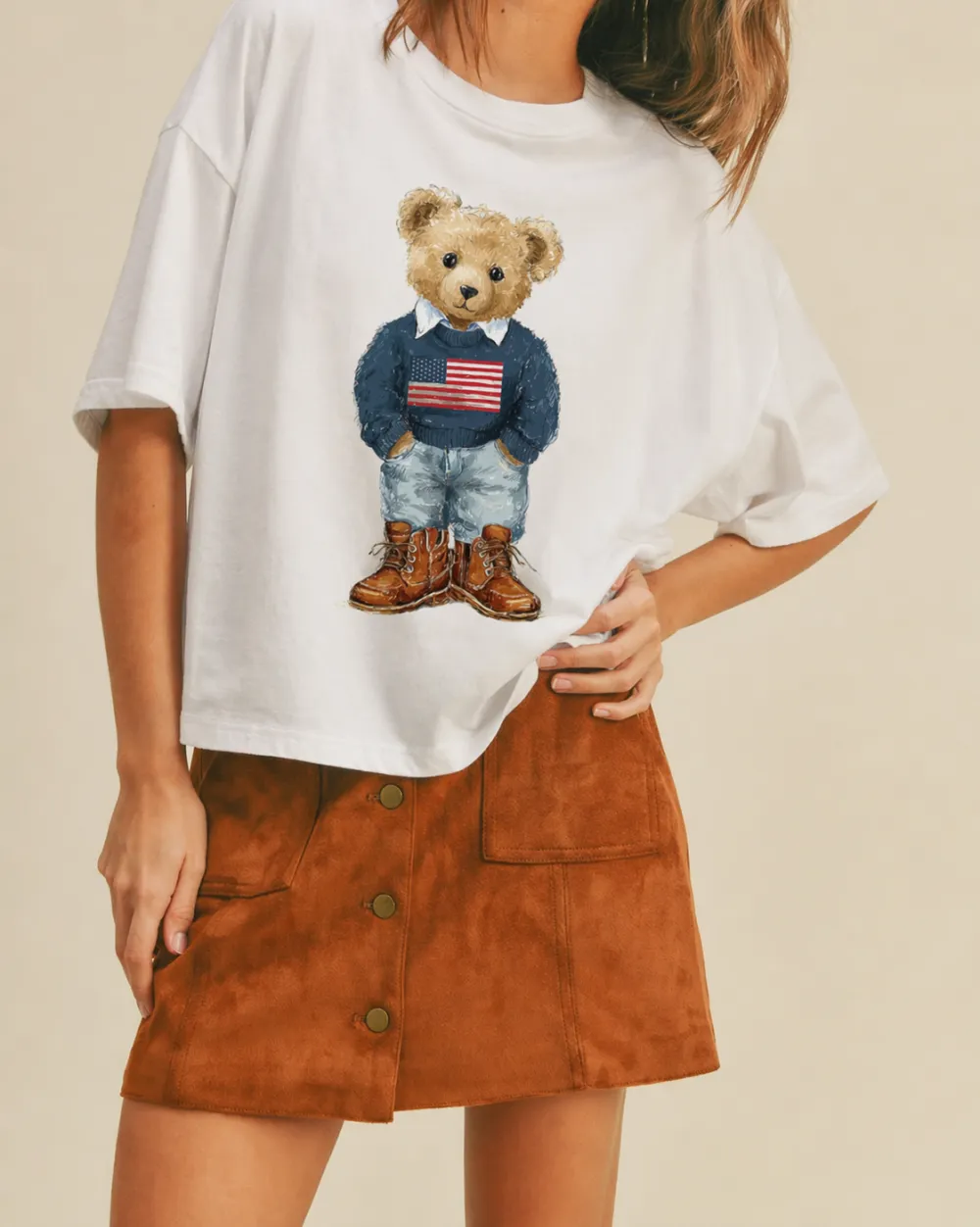 Heritage Graphic Bear Cropped Graphic Tee