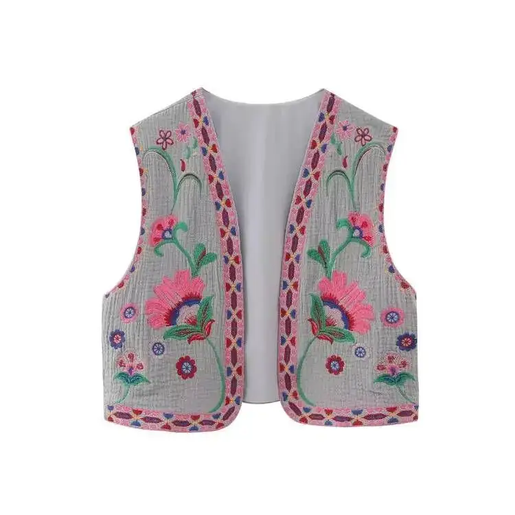 Embroidered Sleeveless Vest