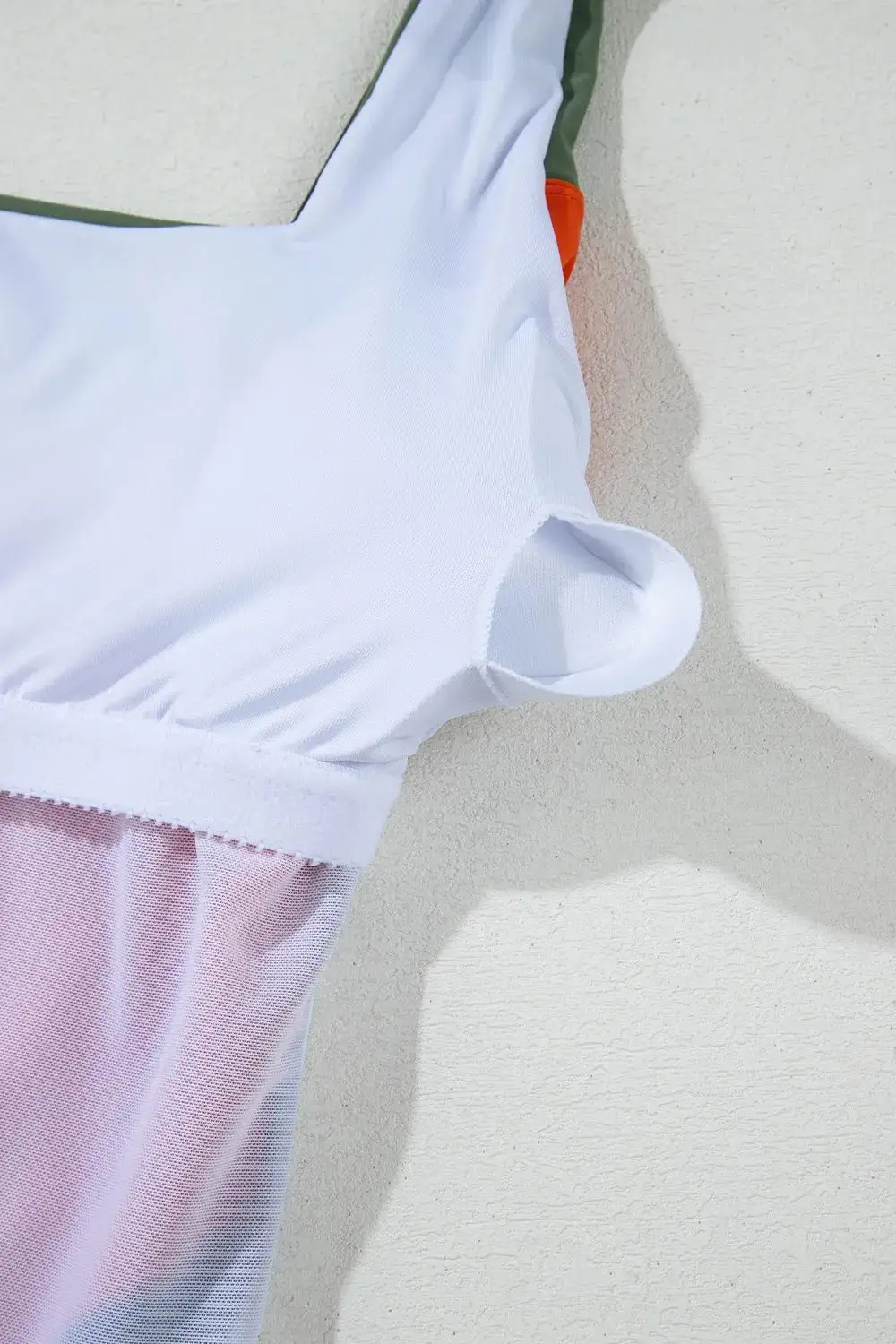 Blocked Pattern Padded Square Neck One Swimsuit