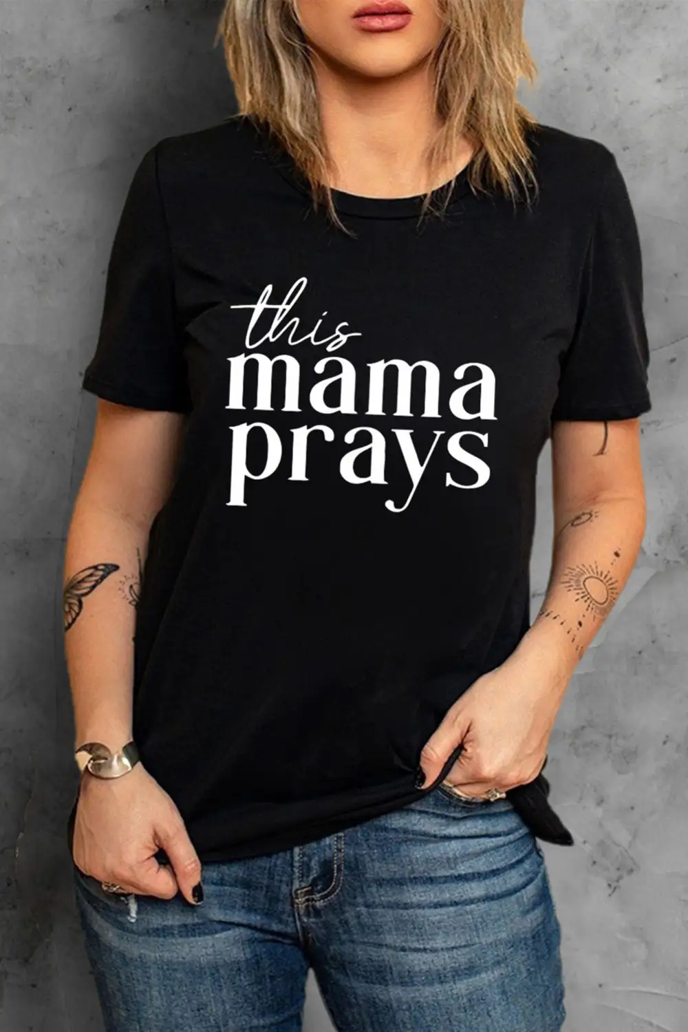 Black This Mama Prays Letters