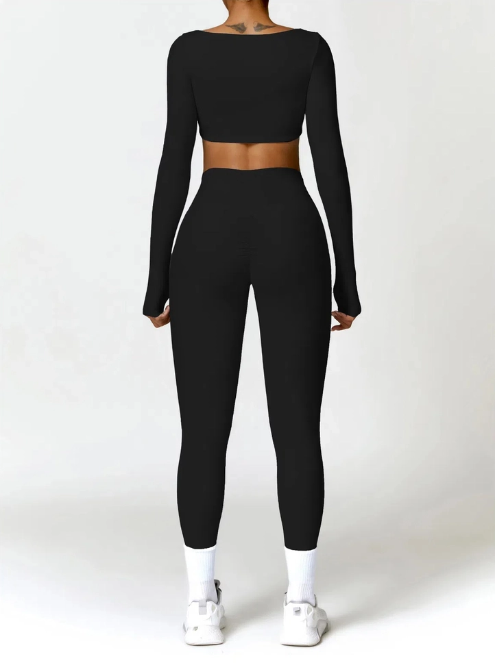 Active Square Long Sleeve Crop & Legging Set