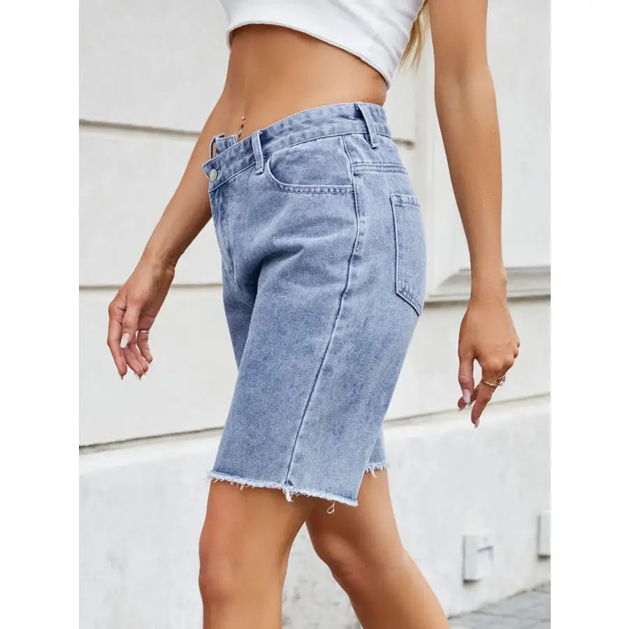 Classic Raw Hem Denim Shorts