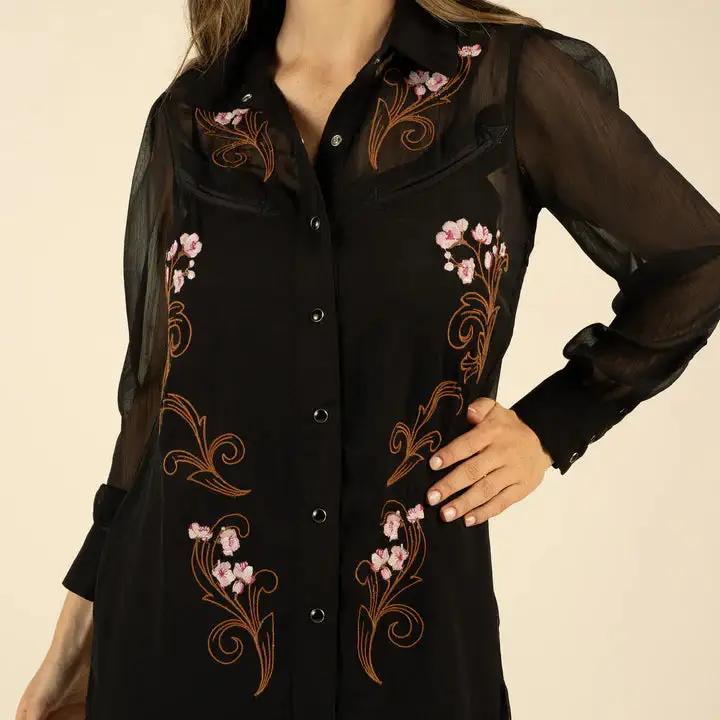 Floral Print Embroidered Casual Dress