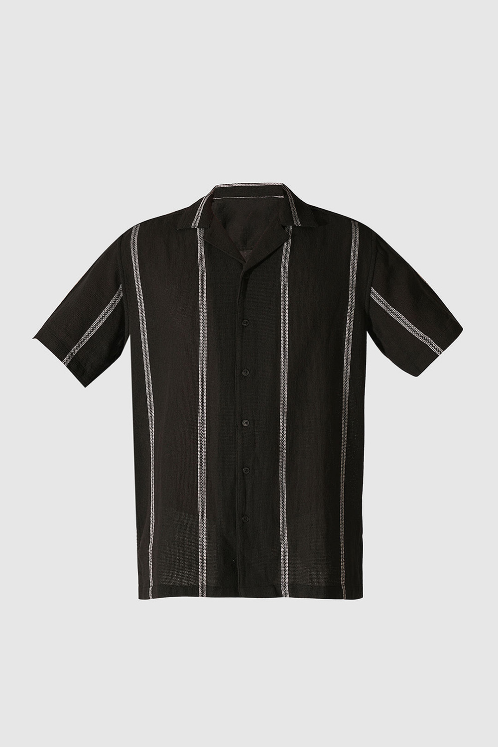 Black Textured Cotton Shirt