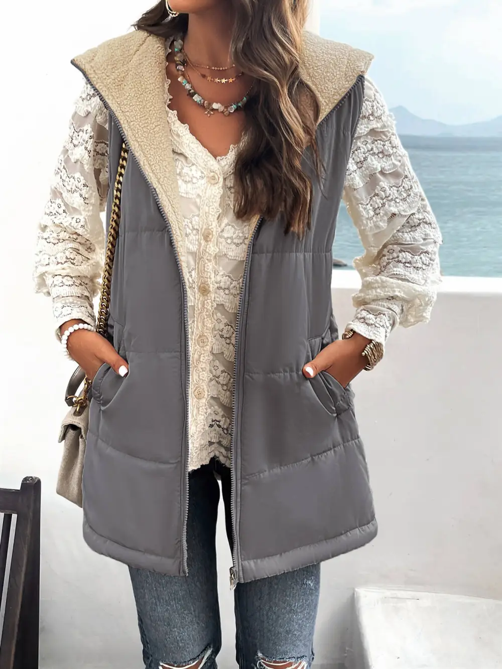 Refined Hooded Puffer Vest