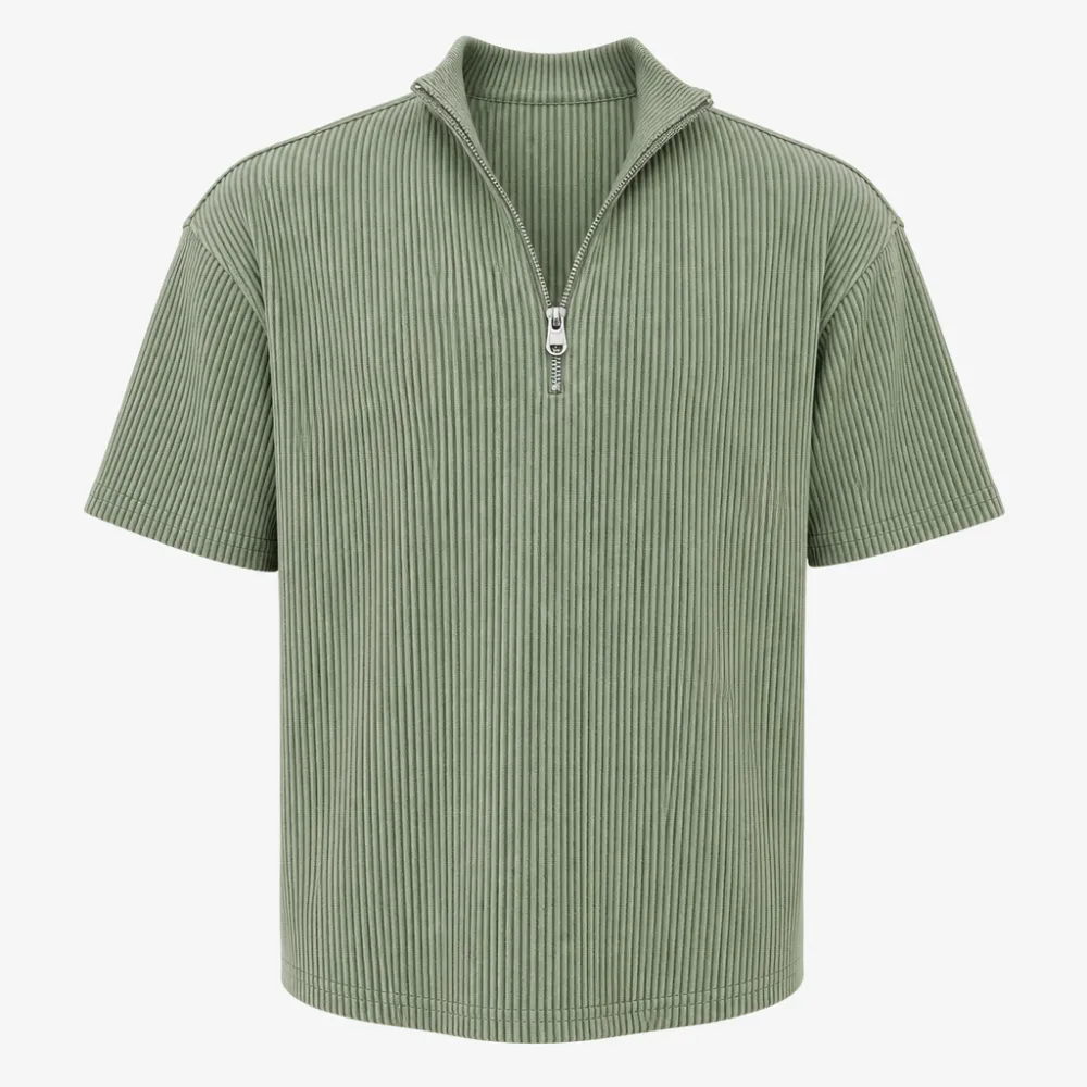Men's Short Sleeve Zip Mock Neck Knit Top