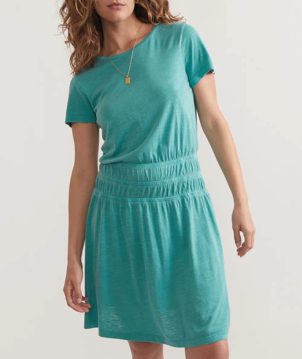 Teal Short Sleeve Mini Dress