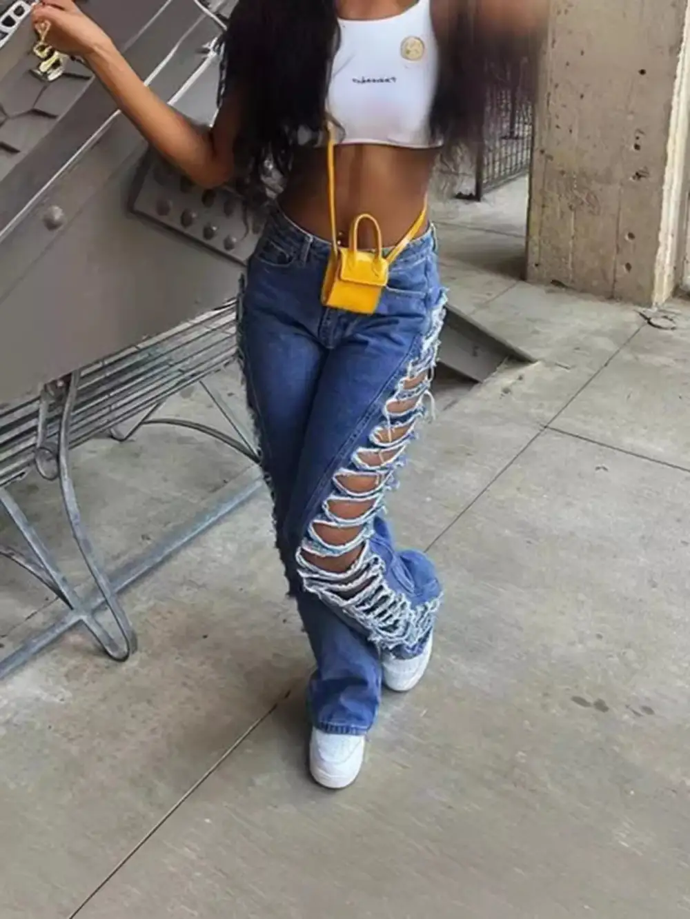 Washed Distressed Denim Jeans