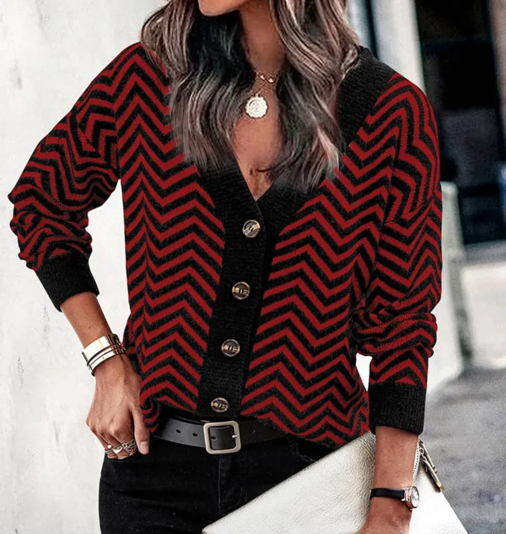Textured V Neck Cardigan