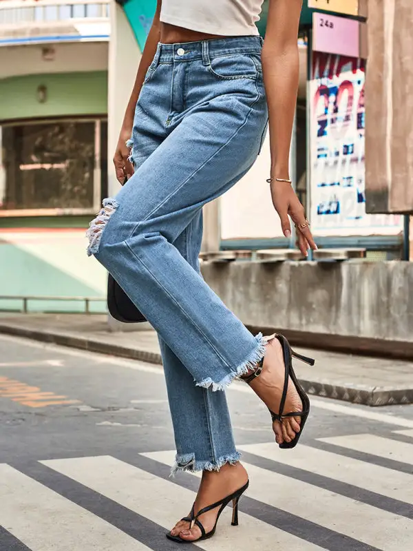 Denim Ripped Trousers Pants