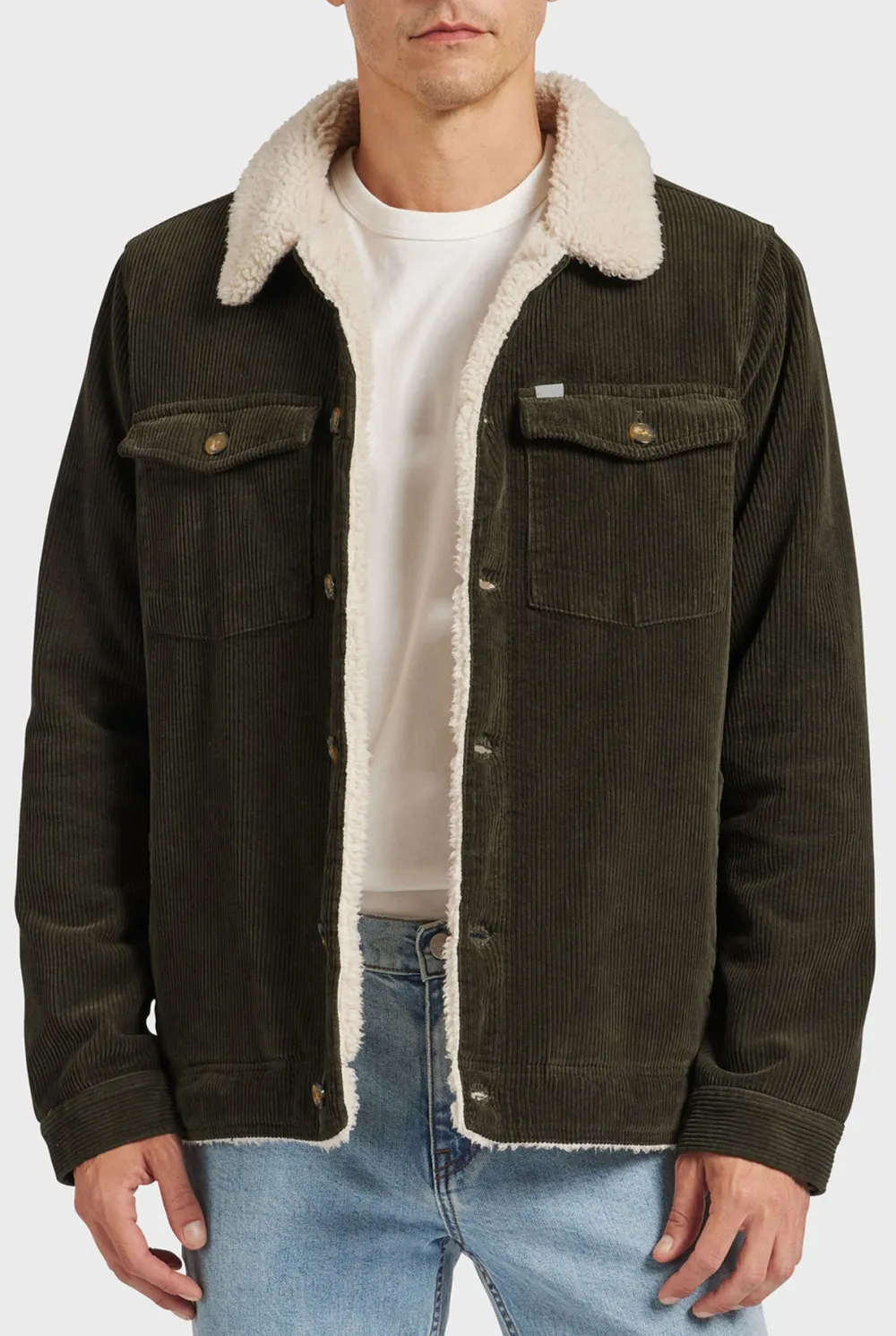 Forest Green Sherpa-lined Corduroy Jacket