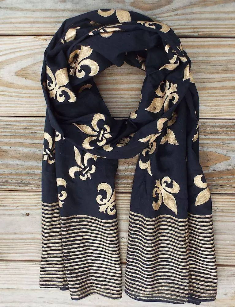 Fleur De Lis Scarf On Black