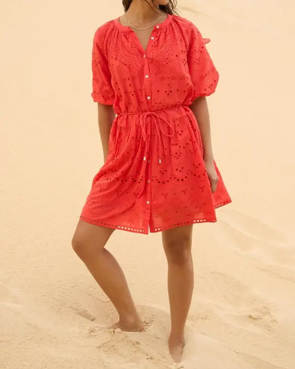 Eyelet Embroidery Design Broderie Tiered Dress