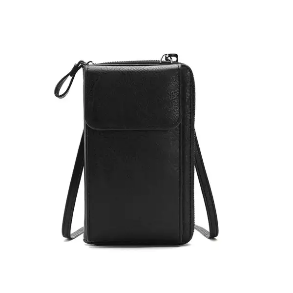 Solid Pu Leather Multifunctional Purse Cell Phone Crossbody Bag