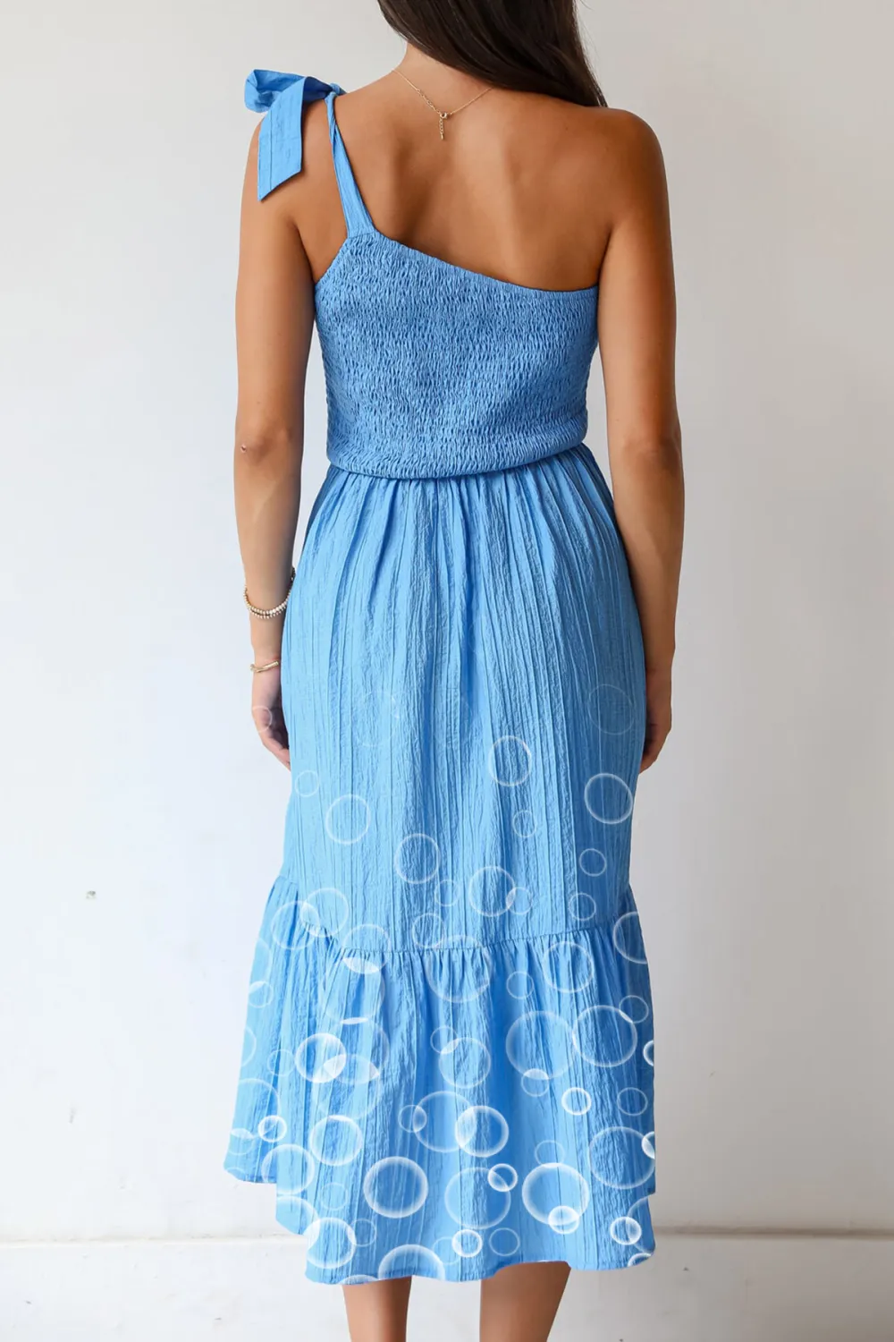 Dedicated To Glamour Blue One-Shoulder Midi Dress