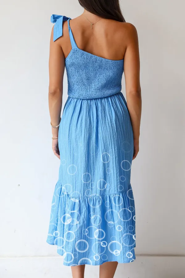 Dedicated To Glamour Blue One-Shoulder Midi Dress