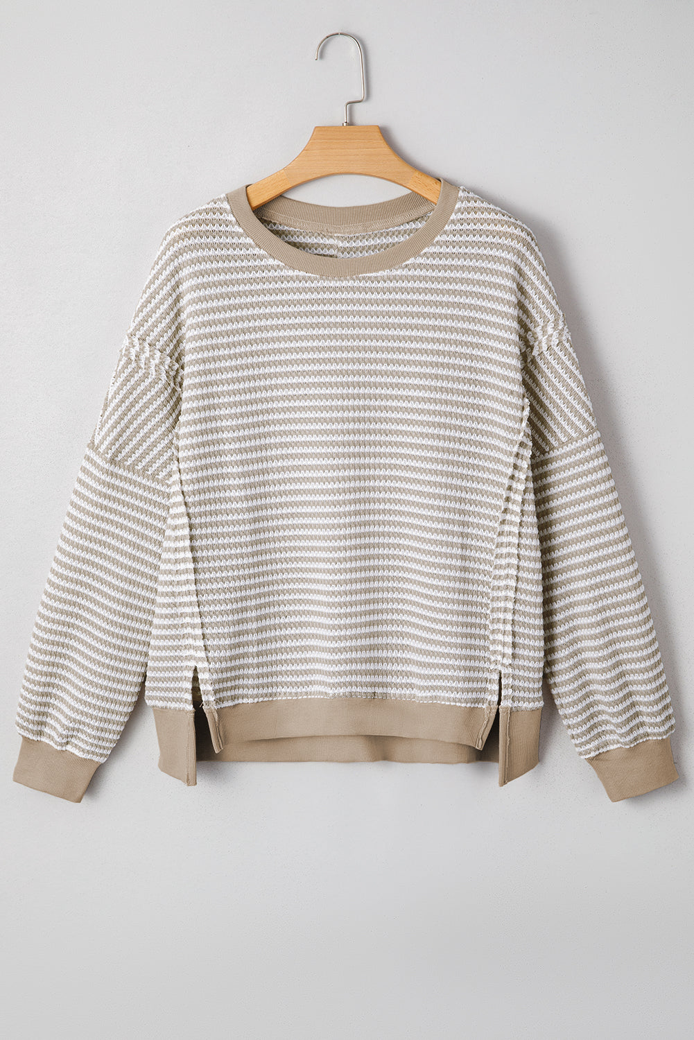 Women's Striped Ribbed Long Sleeve Top