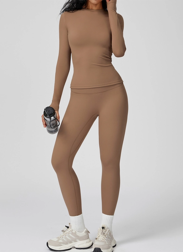 Long Sleeve Top with High Waist Sculpted Leggings Set