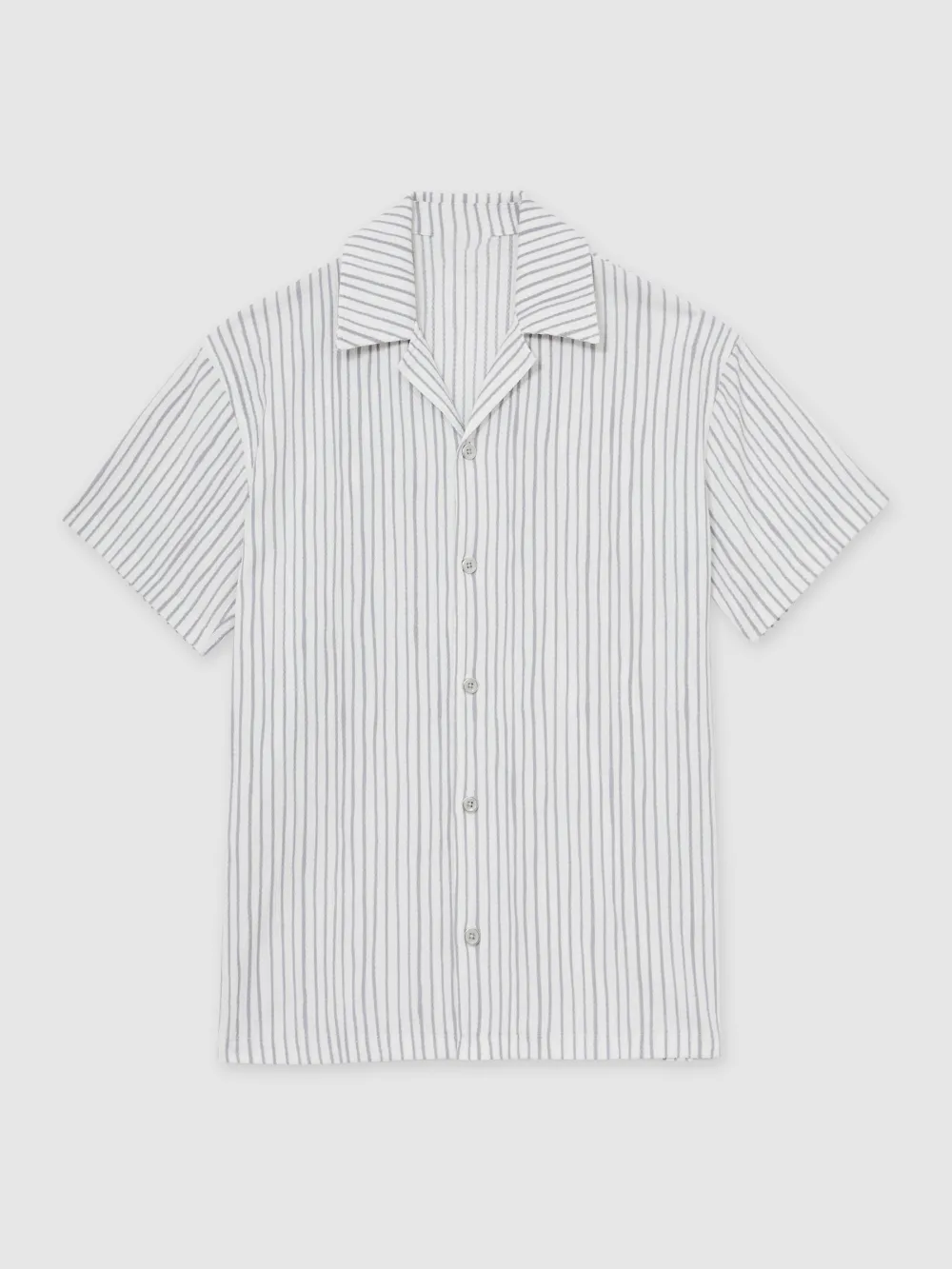 Vintage Striped Cuban Collar Men's Shirt