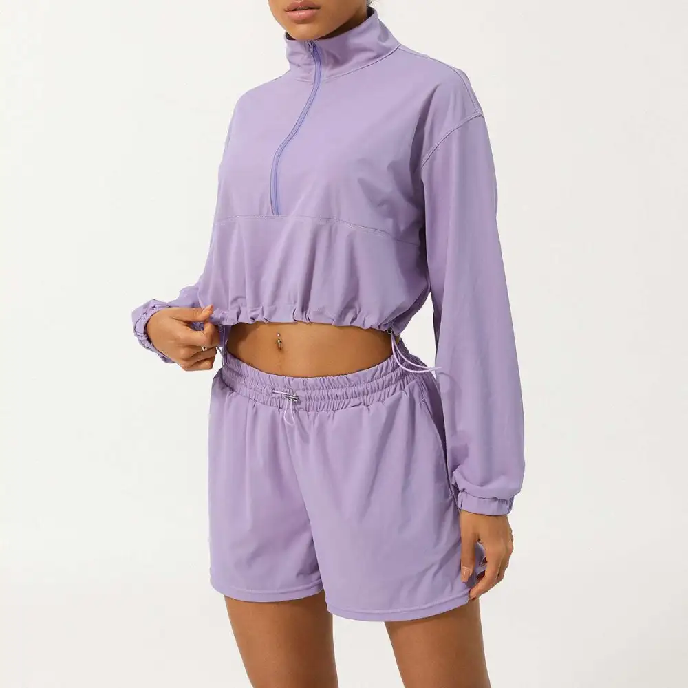 Zip-Front Quick-Dry Top and Shorts Active Set