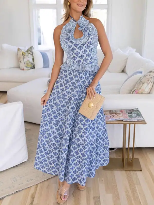 Everyday Halter Printed Detail Coordinated Set