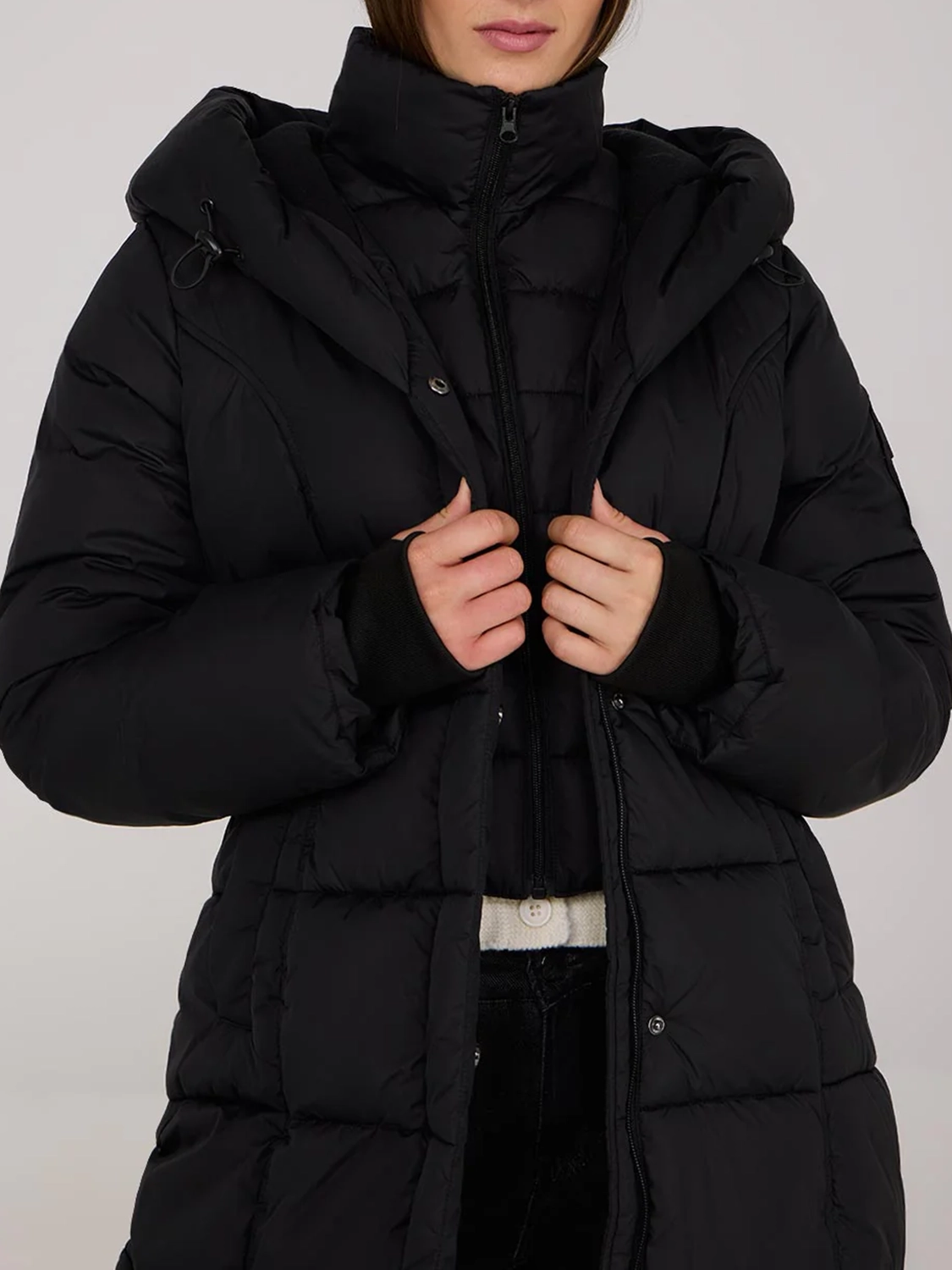 Classic Black Hooded Long Padded Jacket