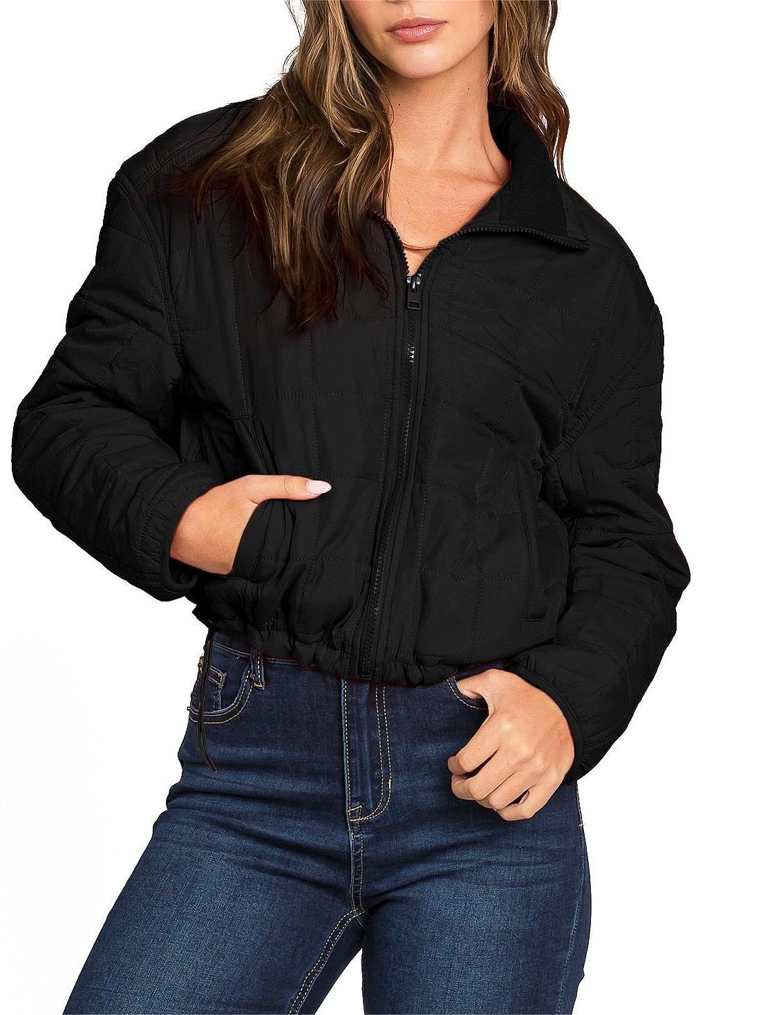 Bright Orange Puffer Crop Jacket