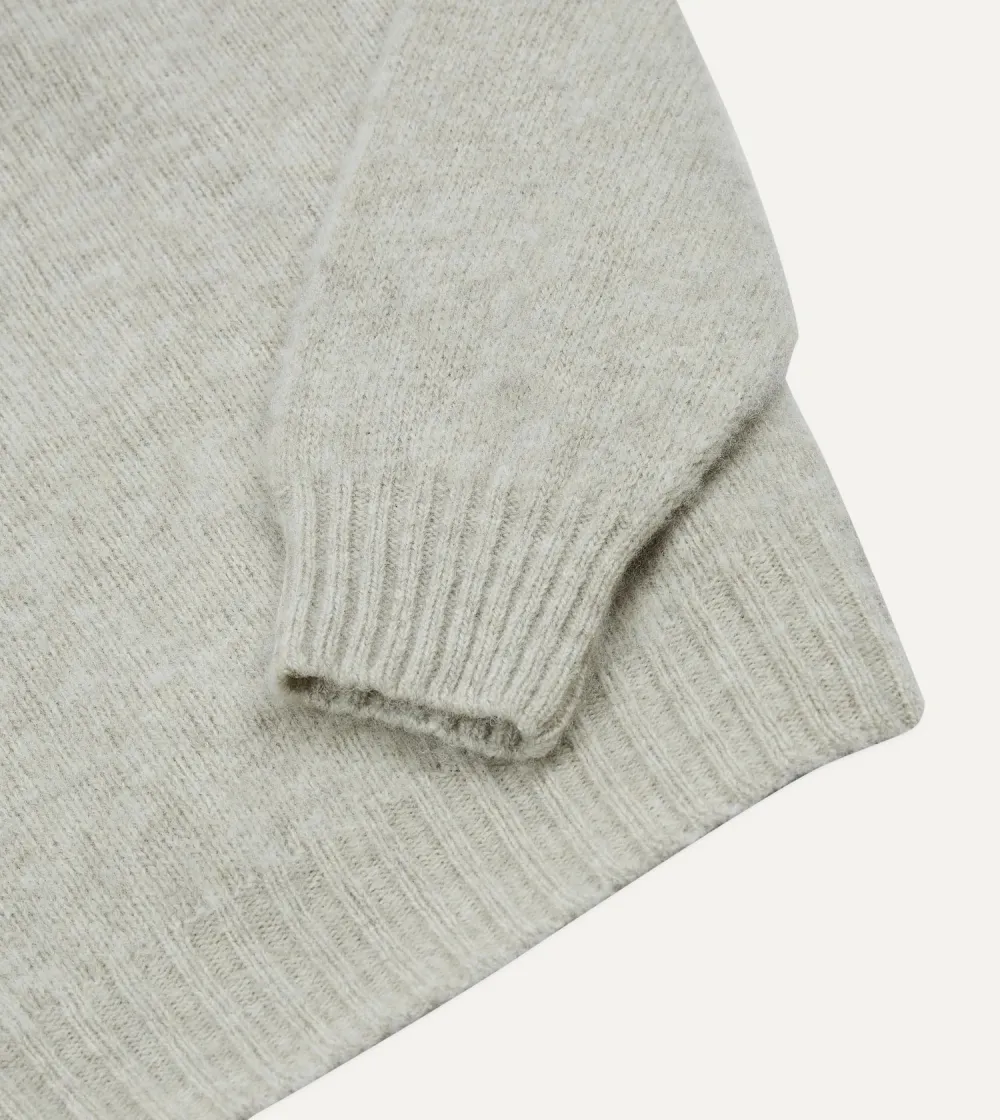 Stone Brushed Shetland Crew Neck Jumper Lambswool Elegant