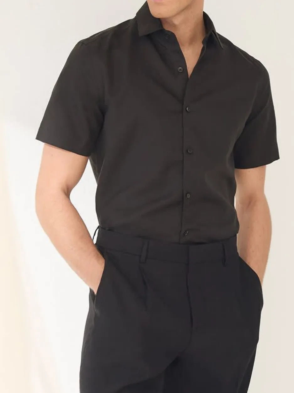 Black Casual Style Short-Sleeve Shirt
