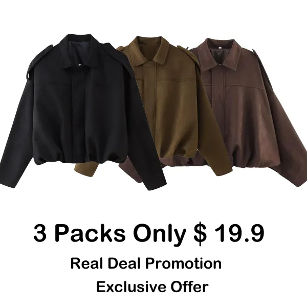 Women's Winter Vintage Solid Color Collared Zipper Long Sleeve Jacket, Cozy Outerwear for Lady