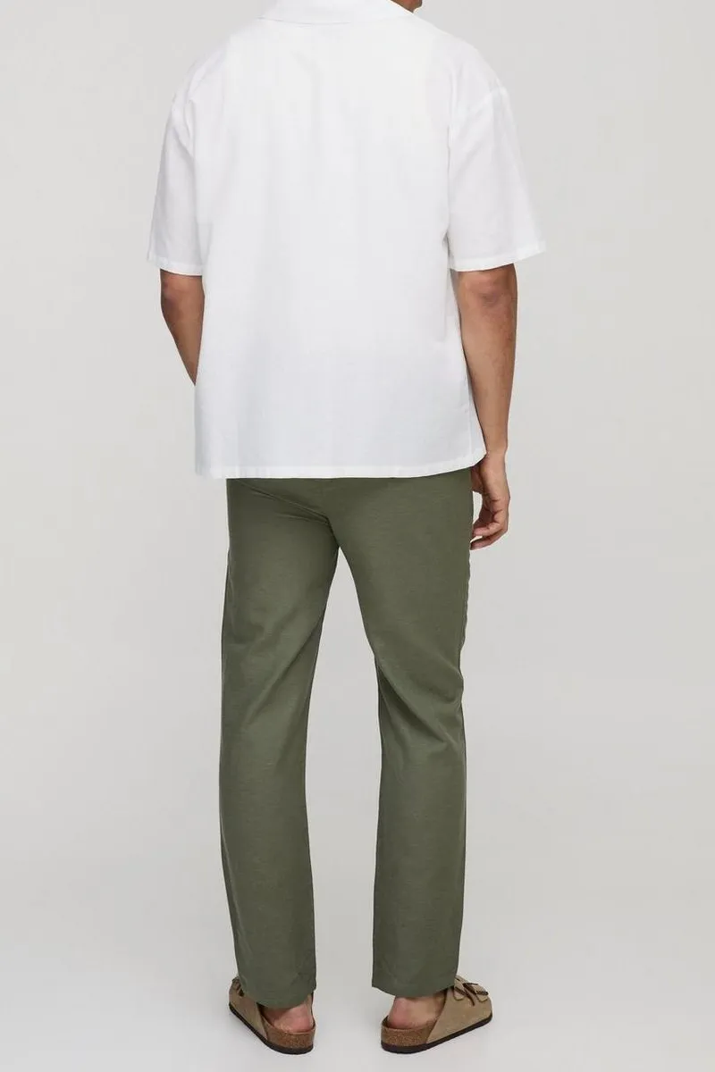Elasticated Waist Slim Fit Cropped Linen Blend Pants Daily Casual Style