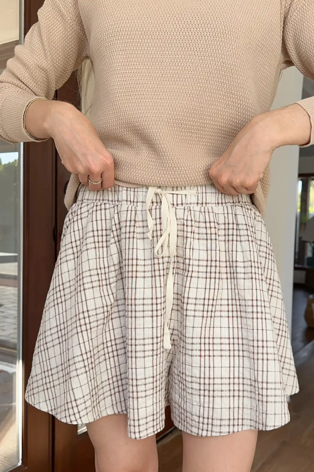 Layered Soft Plaid Shorts