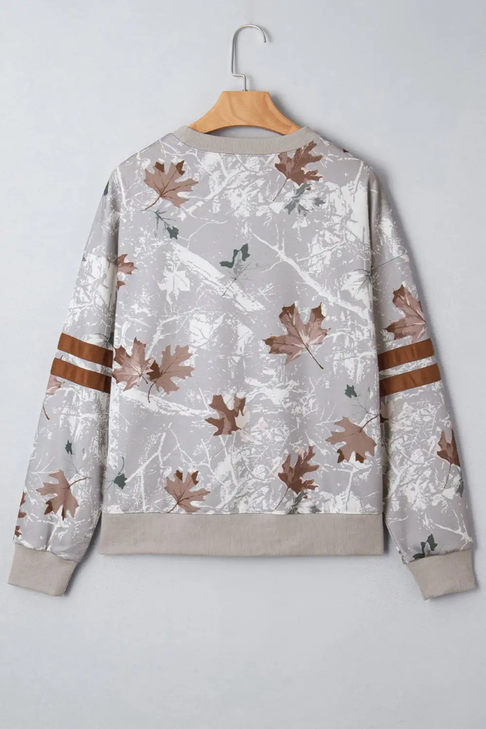 Camo Print Striped Varsity Stripe Sweatshirt