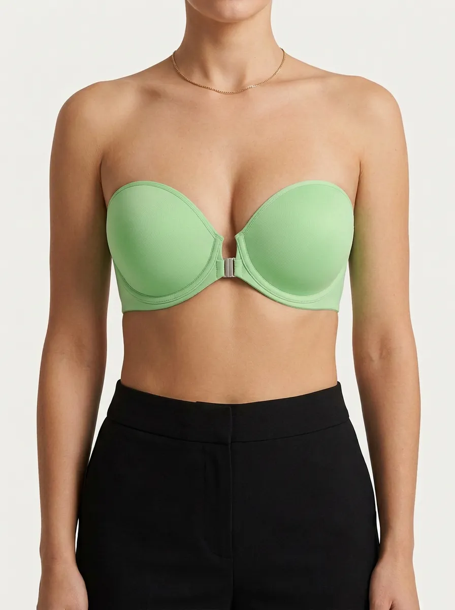 Women's Metal-Clasp Underwire Front-Closure Strapless Bra